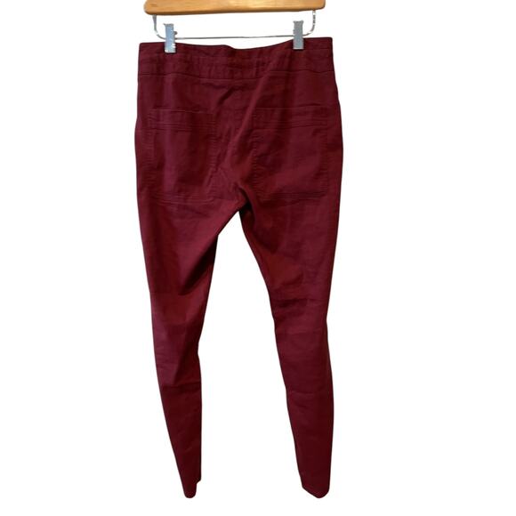 Theory Linen Blend Casual Lightweight Low Rise Pants Burgundy - Picture 4 of 7